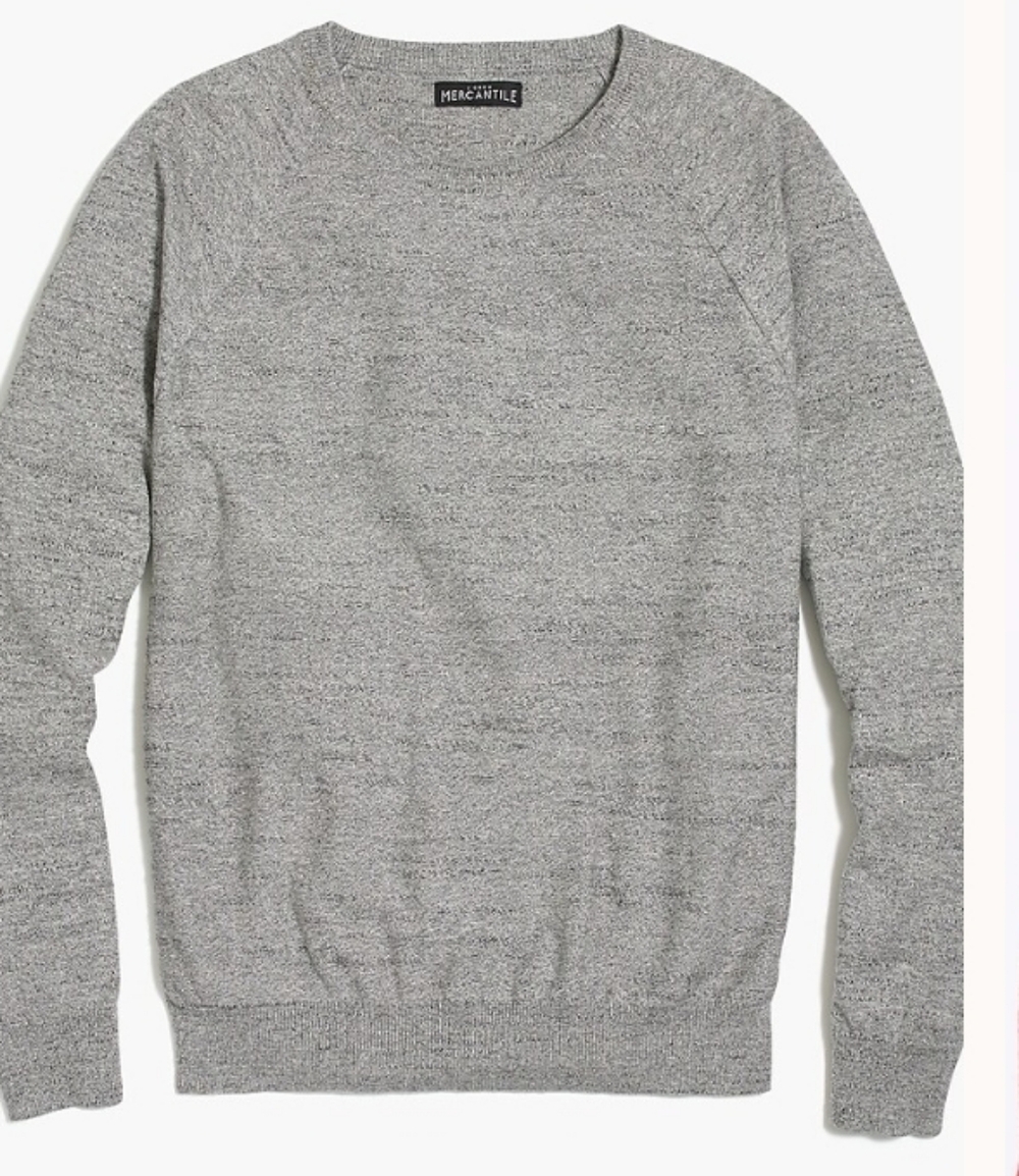 J.Crew Mercantile Raglan Budded  Slub Textured Crewneck Sweater gray Small S